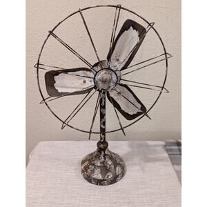 Decorative Antique Style Tabletop Metal Fake Fan Rustic Decor